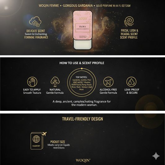 WOQIN® Flora Solid Perfume | Alcohol-Free & Non-Greasy Cologne | Fresh & Long-Lasting Fragrance | 12g (Flora Gucci Premium Fragrance – Floral, Fruity, Elegant)
