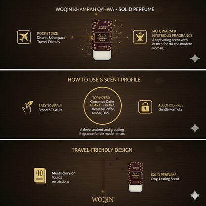 WOQIN® Khamrah qhawa Solid Perfume | Alcohol Free & Non-Greasy Cologne | Strong & Long Lasting Fragrance | 12g (Khamrah-qhawa Premium Fregrence)