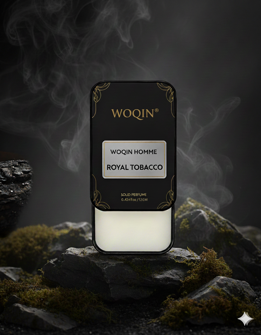 WOQIN® Royal Tobacco Solid Perfume | Alcohol-Free & Non-Greasy Cologne | Warm & Long-Lasting Fragrance | 12g (Royal Tobacco Premium Fragrance – Tobacco, Woody, Spicy)