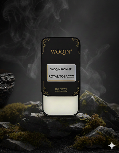 WOQIN® Royal Tobacco Solid Perfume | Alcohol-Free & Non-Greasy Cologne | Warm & Long-Lasting Fragrance | 12g (Royal Tobacco Premium Fragrance – Tobacco, Woody, Spicy)