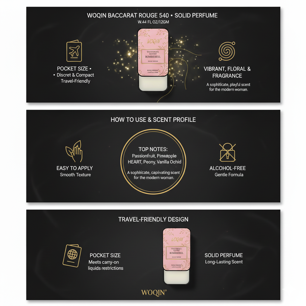 WOQIN® Bombshell Solid Perfume | Alcohol-Free & Non-Greasy | Strong & Long Lasting Fragrance | 12g (Bombshell Premium Fragrance – Floral, Fruity, Fresh)