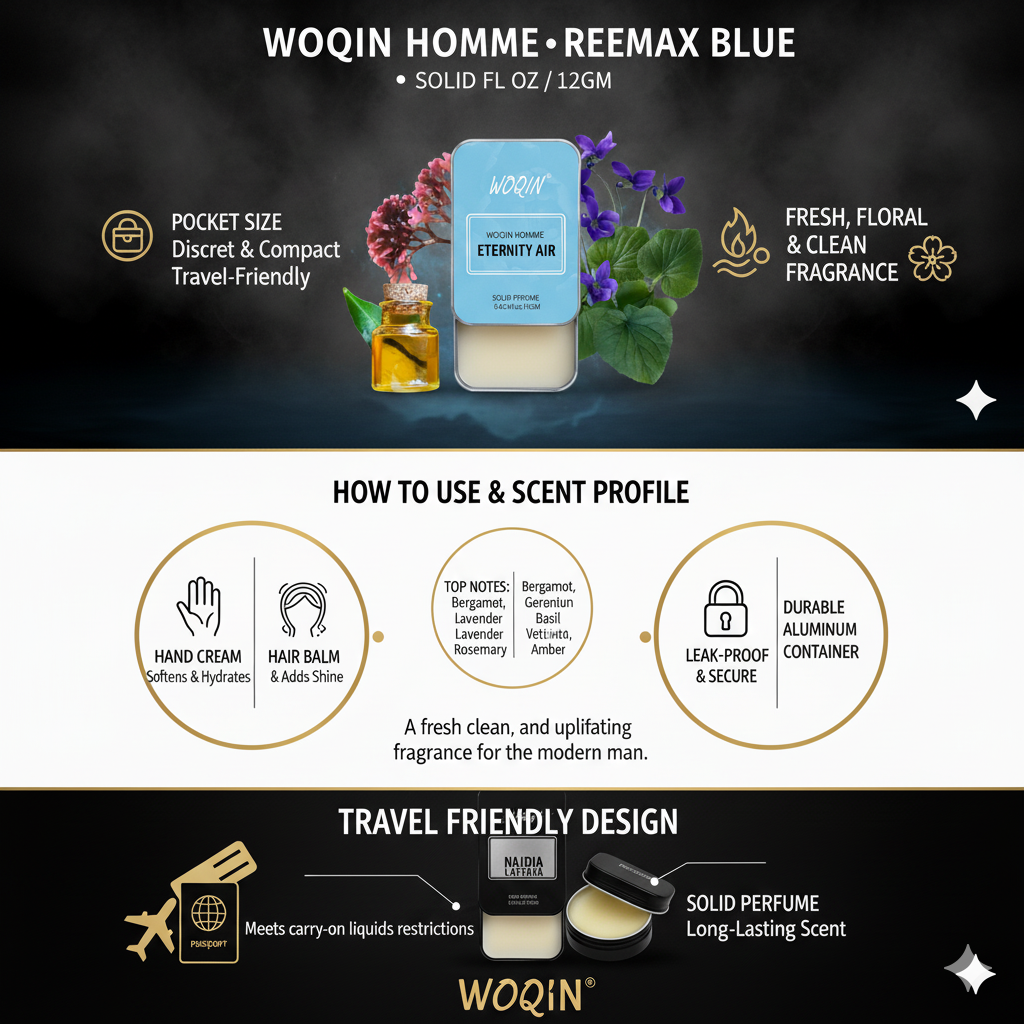 WOQIN® CK Eternity Solid Perfume | Alcohol-Free & Non-Greasy Cologne | Timeless & Long-Lasting Fragrance | 12g (CK Eternity Premium Fragrance – Fresh, Floral, Woody)