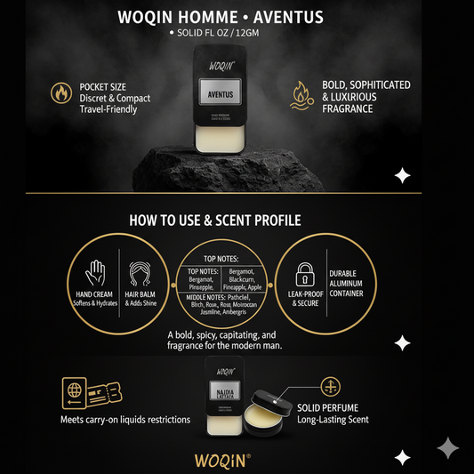WOQIN® Creed Aventus Solid Perfume | Alcohol-Free & Non-Greasy Cologne | Bold & Long-Lasting Fragrance | 12g (Creed Aventus Premium Fragrance – Citrus, Aromatic, Woody)