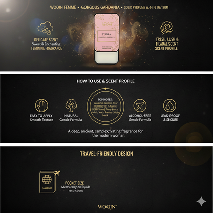 WOQIN® Flora Solid Perfume | Alcohol-Free & Non-Greasy Cologne | Fresh & Long-Lasting Fragrance | 12g (Flora Gucci Premium Fragrance – Floral, Fruity, Elegant)