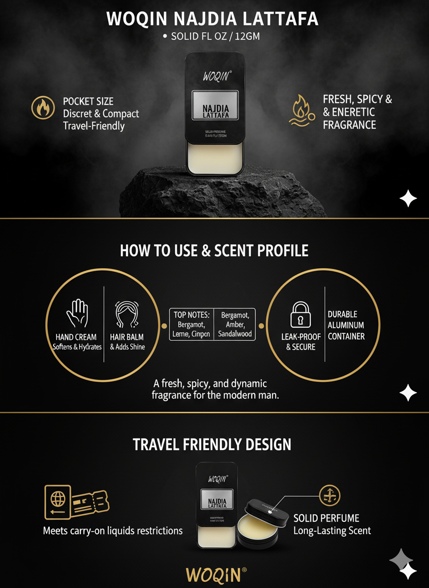 WOQIN® Nadiyah Lattafa Solid Perfume | Alcohol-Free & Non-Greasy Cologne | Feminine & Long-Lasting Fragrance | 12g (Nadiyah Lattafa Premium Fragrance – Fruity, Floral, Musk)