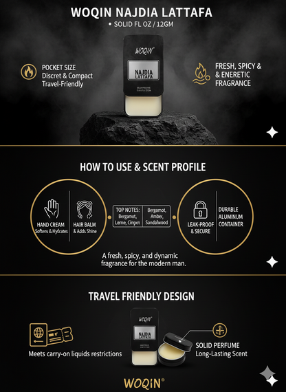 WOQIN® Nadiyah Lattafa Solid Perfume | Alcohol-Free & Non-Greasy Cologne | Feminine & Long-Lasting Fragrance | 12g (Nadiyah Lattafa Premium Fragrance – Fruity, Floral, Musk)