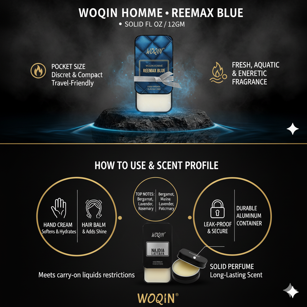 WOQIN® Remi Ramgis Solid Perfume | Alcohol-Free & Non-Greasy Cologne | Unique & Long-Lasting Fragrance | 12g (Remi Ramgis Premium Fragrance )