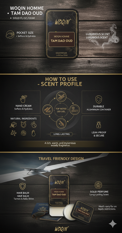 WOQIN® Tam Dao Solid Perfume | Alcohol-Free & Non-Greasy Cologne | Rich & Long-Lasting Fragrance | 12g (Tam Dao Premium Fragrance – Woody, Oriental, Exotic)